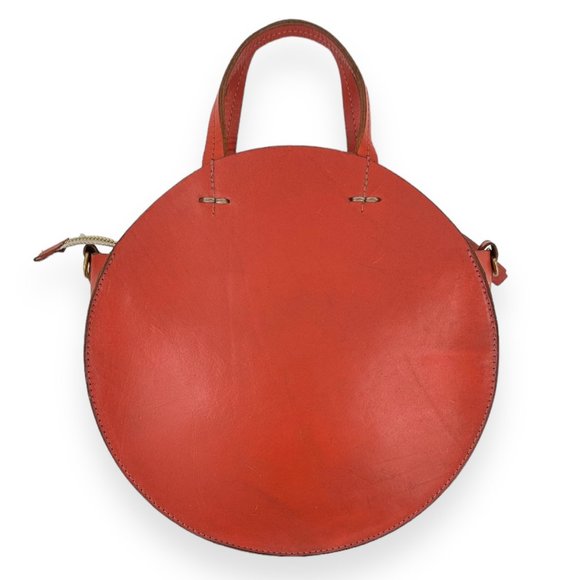 Clare V Handbags - Clare V. Red Orange "Alistair" Leather Circle Crossbody Bag